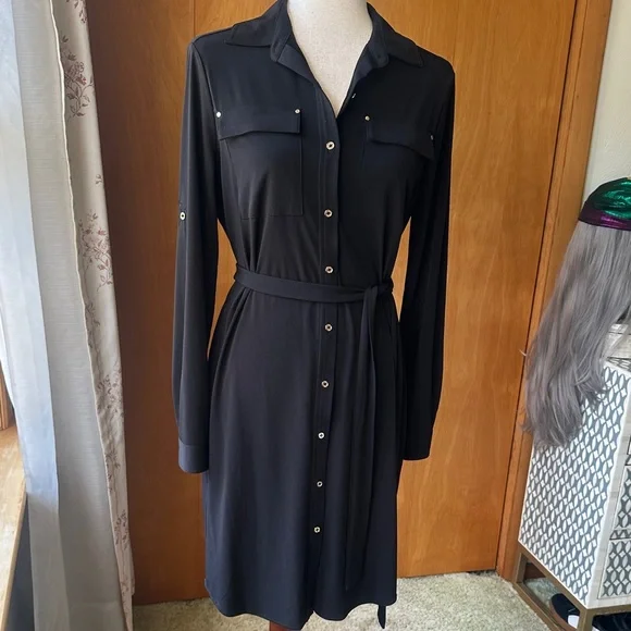 Calvin Klein: Black Button-Up Dress (EUC) - Picture 10 of 15